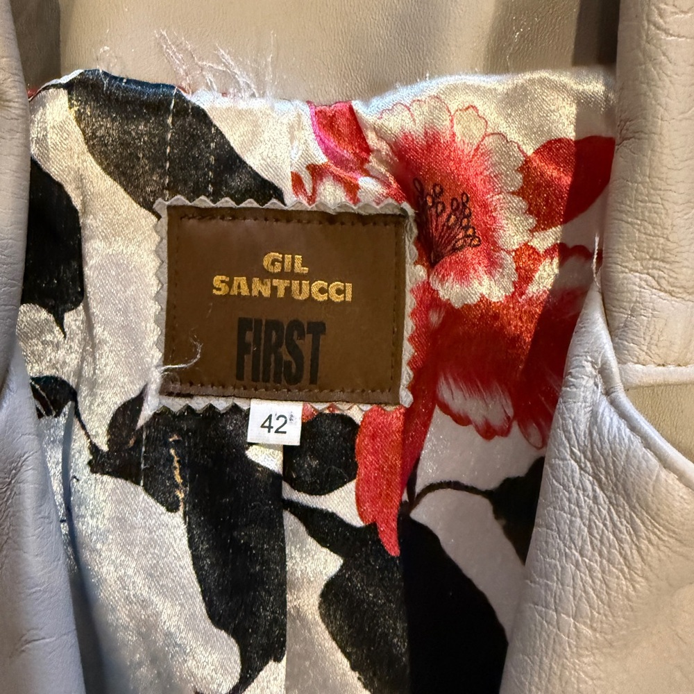 Gray Leather Jacket with Silver Embellishments - image 4